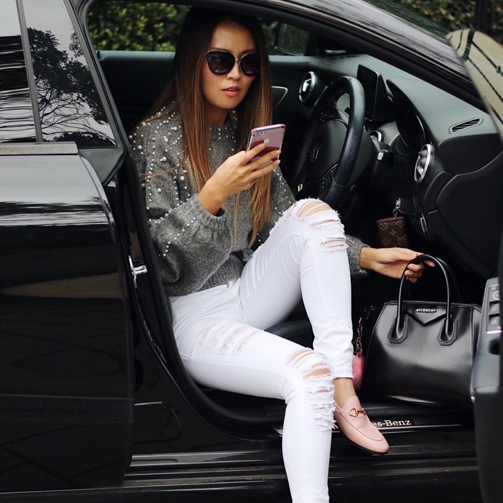 Zara pearl knit swaeater